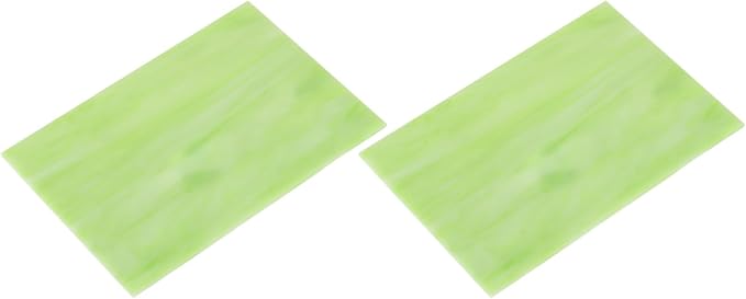 MECCANIXITY 2 Pcs Stained Glass Sheet Mosaic Tile 7.9 Inch x 5.9 Inch Light Green Stained Glass Sheets for Crafts DIY Art Project