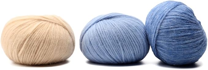 Pullu - Baby Alpaca Merino Wool Yarn Set of 3 Skeins (150 Grams) Worsted Weight - Sourced Directly from Peru - Heavenly Soft and Perfect for Knitting and Crocheting (Soft Blue)