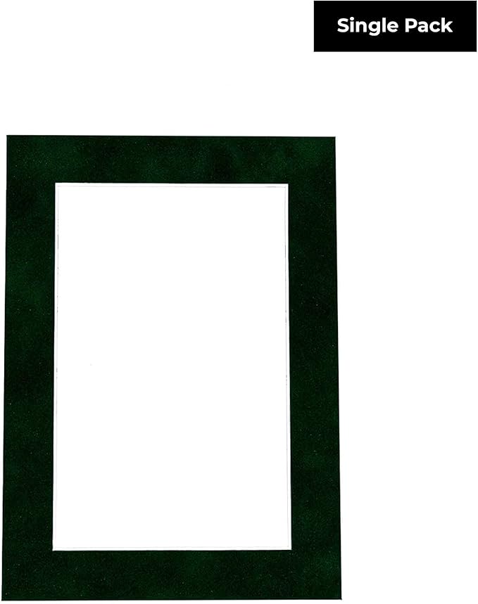 8x10 Mat Bevel Cut for 5.5x8.5 Photos - Acid Free Green Suede Precut Matboard With Backing Board and Crystal Clear, Self Seal Photo Mat Bag - For Pictures, Photos, Framing - 4-ply Thickness