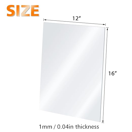 Egofine Plexiglass Sheets Acrylic Sheets 20 Pack of 12x16’’ 0.04 Thick Clear Plastic Cast Transparent Plexi Glass for Crafting Projects, Replacement Picture Frame Glass, DIY Display, Easy to Cut