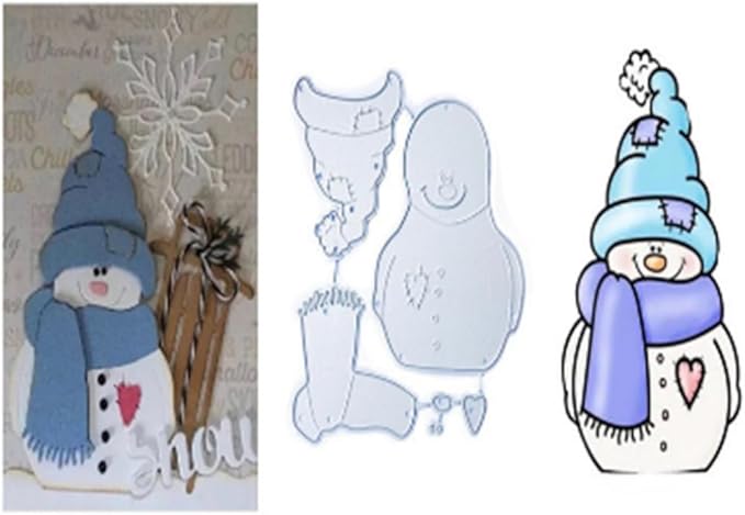 Mvchifay Cutting Dies for Card Making Metal Die-Cuts Scrapbooking Tool Hollow Frame DIY Craft Punch Template Embossing for Paper Album Decor (6 Pcs Snowman-9.4x6.2cm)