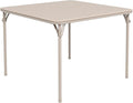 Folding Card Table, 34 Inch Portable Square Game Table with Collapsible Legs, Multifunctional Foladable Table with PU Padded Tabletop for Home, Parties, Picnics, Games, 1 Piece, Beige