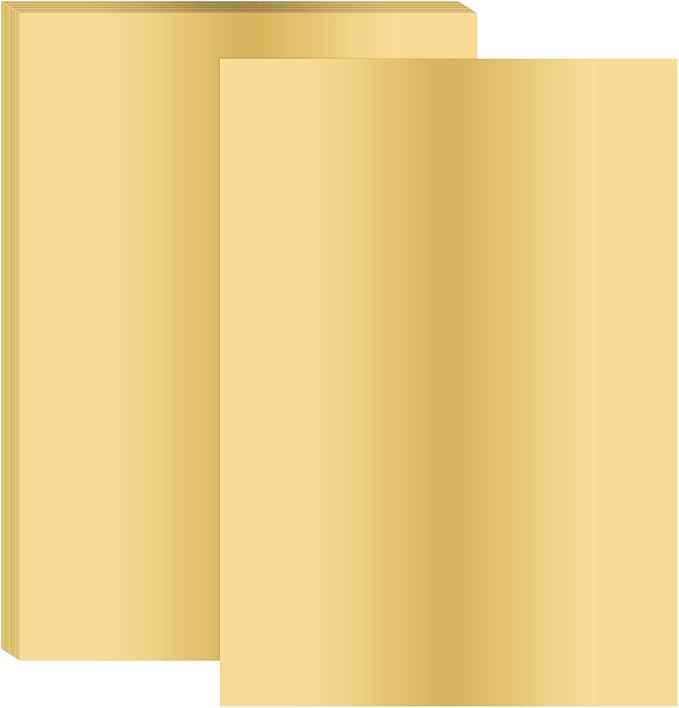 PATIKIL 11.7x8.3" Hot Stamping Foil Paper Sheet, 20 Sheets A4 Heat Transfer Hot Stamping Paper Foil for Leather DIY Logo Decor Craft Gift Package Scrapbook Card, Light Gold