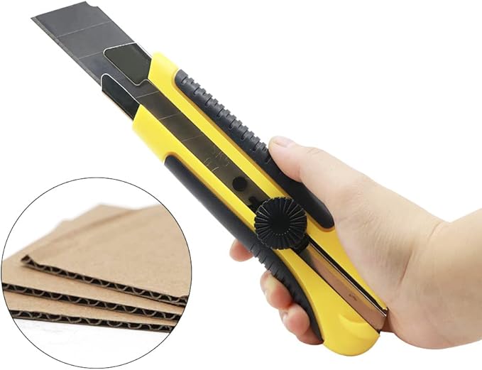 24 Pack Utility Knife, Retractable Box Cutter for Cartons, Cardboard and Boxes, 25mm Wider Razor Sharp Blade, Smooth Mechanism, Perfect for Office and Home use