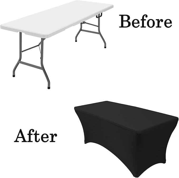 Generic 6 ft Folding Table, Portable Heavy Duty HDPE Fold-in Table, Lightweight Folding Table, Foldable Plastic Card Table for Party, Dining, Barbecue, Board Game with Carrying Handle - White