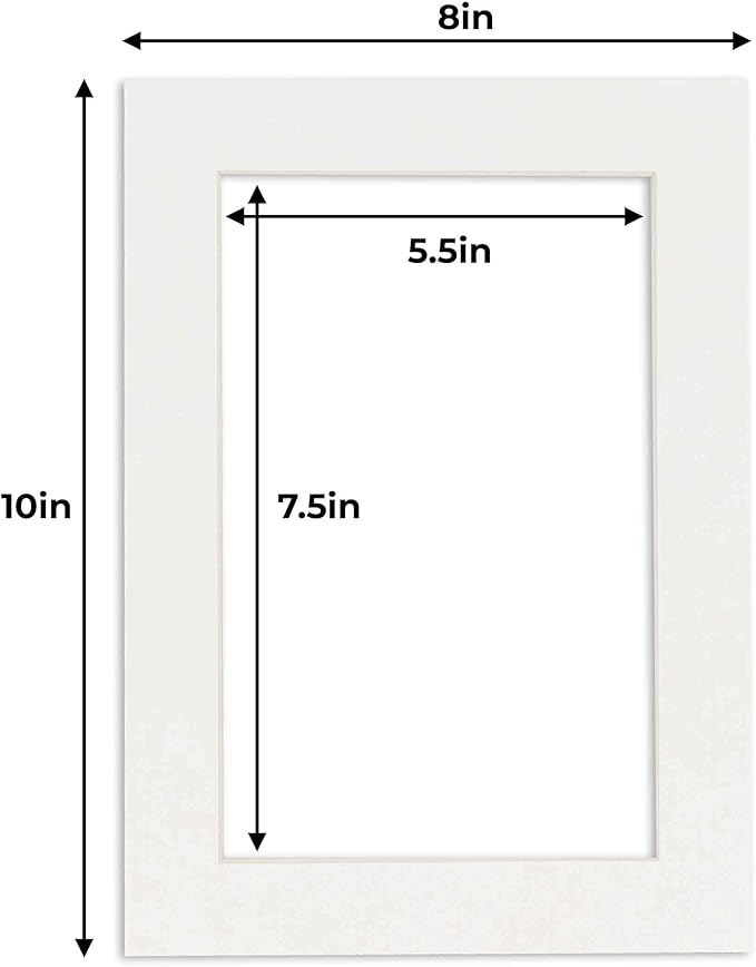 6x8 Mat for 8x10 Frame - Precut Mat Board Acid-Free Textured White 6x8 Photo Matte for a 8x10 Picture Frame, Premium Matboard for Family Photos, Show Kits, Art, Picture Framing, Pack of 10 Mats