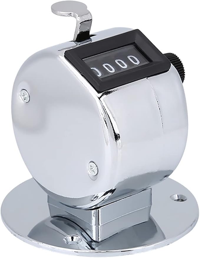4-Digit Number Click Counter, Manual Handheld Pitch Counter, One Hand Metal Tally Counter Digital Counting for Coaching Knitting Lap Fishing Golf Row