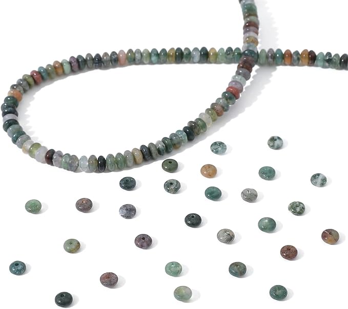 Natural Indian Agate Disk Stone Beads 4x2mm 160pcs Rondelle Loose Semi Gemstone Beads for Jewelry Making Design