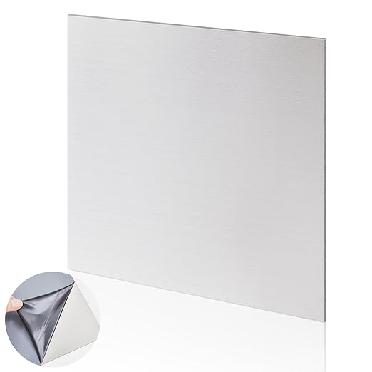1 Pcs 430 Stainless Steel Sheet Metal 12 x 12 Inches 24GA Metal Plates Panel #4 Brushed Finish Magnetic Mount Board Wall Food Truck Restaurant Crafting Kitchen Floor Trailer Garage Gym