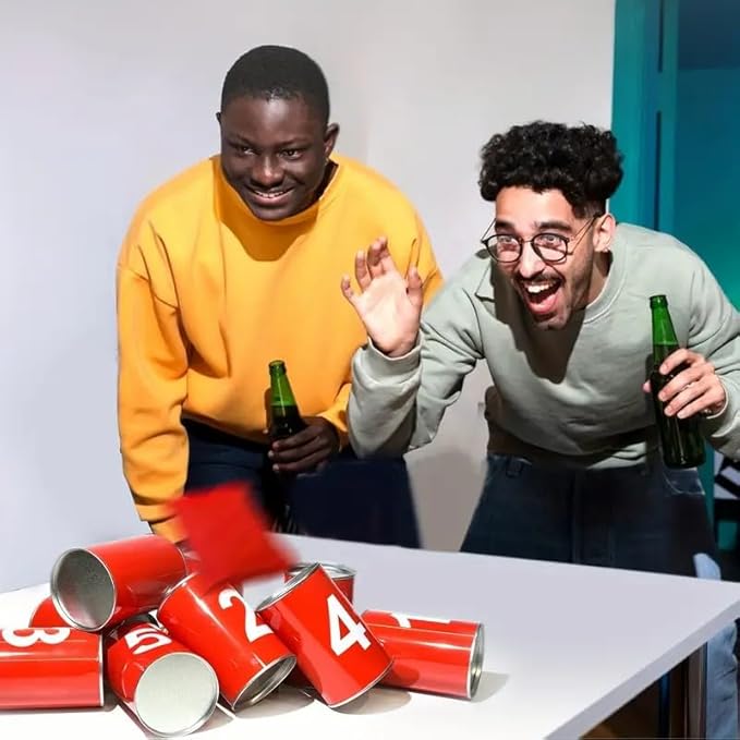 13 Carnival Can Games Bean Bag Toss Carnival Games, Including 10 Tin Cans and 3 Bean Bag Easter Outdoor, Suitable for Family Gatherings, Birthdays, Indoor and Outdoor Activities
