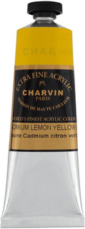Charvin Extra Fine Professional Acrylic Paint - Cadmium Lemon Yellow Genuine, 60ml Tube, Triple-Milled, Lightfast Pigments, Open Stock Artist Acrylic Paints in Nature-Inspired Hues
