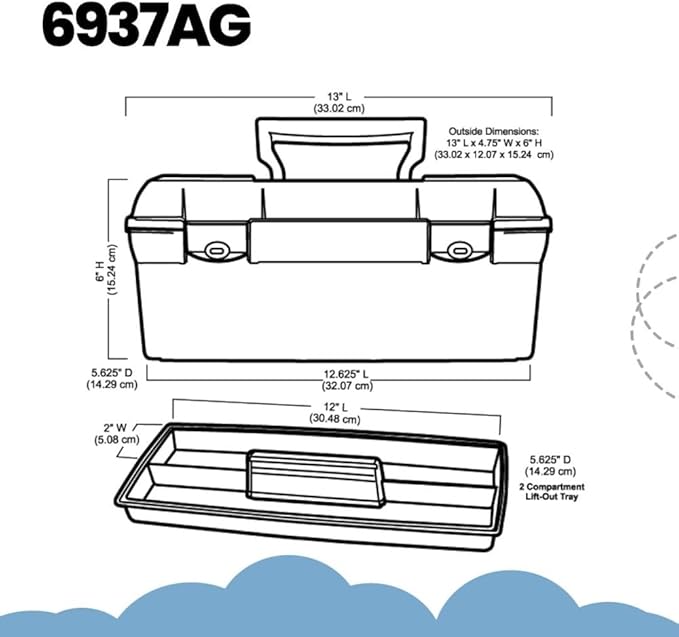 ArtBin 6937AG Essentials Lift-Out Tray Box, Portable Art & Craft Organizer with Handle and Tray, Clear/Aqua