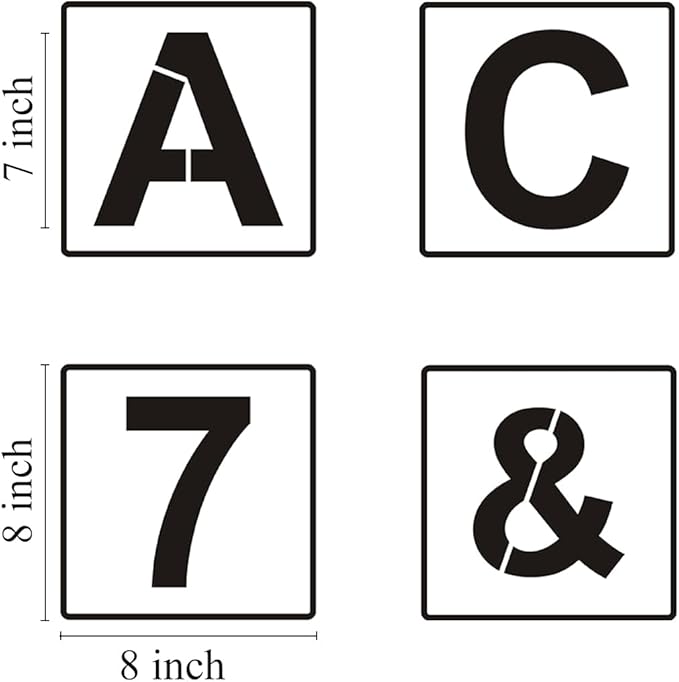 Alphabet Letter and Number Stencils 8 Inch - 40 Pack Large Letters and Numbers Stencil Templates with Signs for Painting on Wood, Reusable Letter Stencils for Chalkboard Signs & Wood Wall Art