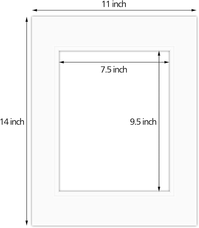 Golden State Art, 11x14 Double Mats for 8x10 - for Photos, Pictures, Frames - Acid-Free, 5 Pack, Off White Over Off White
