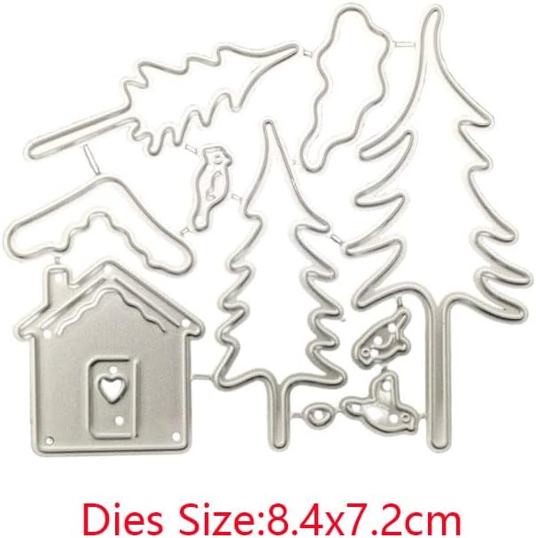 Metal Cutting Dies DIY Embossing Stencil Template Scrapbooking Card Making Mold Photo Album Arts Crafts Tools (Christmas Tree House-8.4x7.2cm)