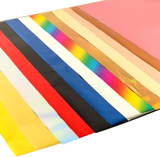 300 Pieces Toner Reactive Foil 6 Assorted Color Foil Paper Sheets for Arts Crafting Foil Plate Card Making Decoration Hot Foil Roll Transfer Foil Sheet for Craft Cardstock DIY Card Invitation Supplies