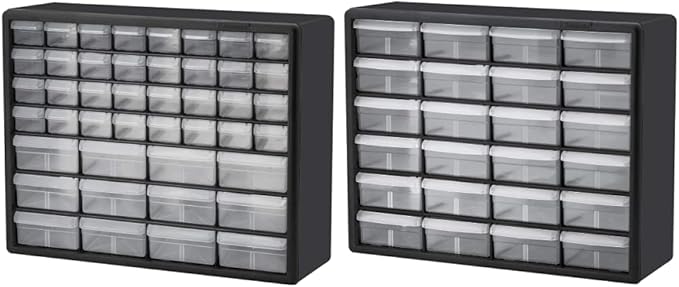 Akro-Mils 10124 24 Drawer Plastic Parts Storage Hardware and Craft Cabinet, 20-Inch x 16-Inch x 6.5-Inch, Black