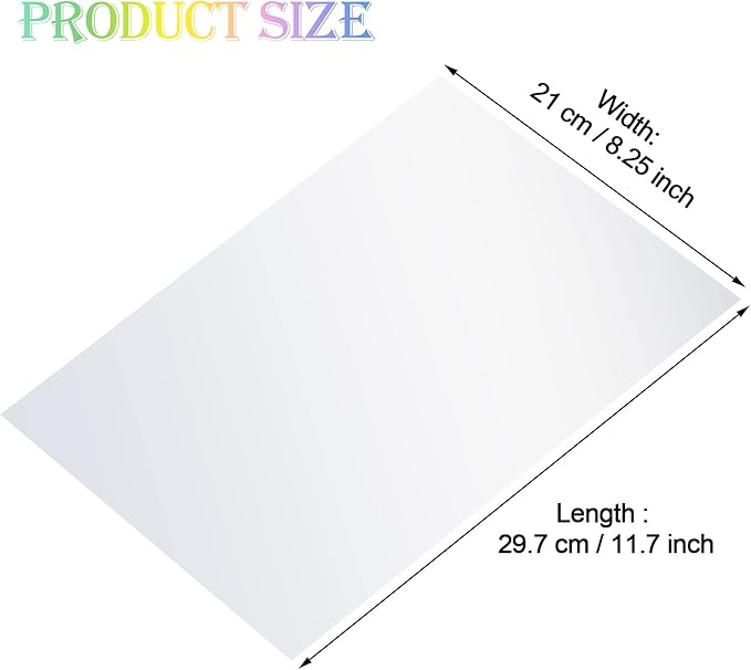 Outus 24 Sheets Holographic Sticker Paper Holographic Laminate Sheets Transparent Overlay Lamination Sticker Self Adhesive Vinyl Film A4 Size, 8.25 x 11.7 Inches (Transparent Patternless)