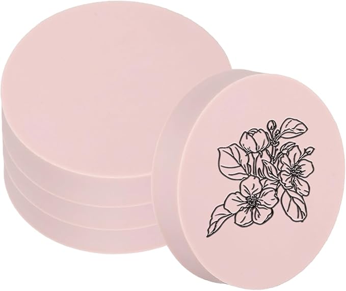 PATIKIL 4Pcs 2" Rubber Carving Blocks, Soft Linoleum Art Carving Block Round Crafts Stamp Making for Printmaking Stamps Carving Supplies, Pink