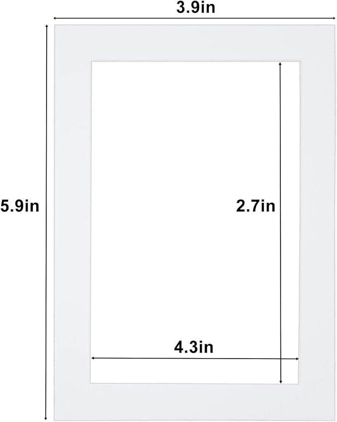 Egofine 4x6 White Picture Mats Pack of 14, Frame Mattes for 3x4.5 Pictures, Acid Free, 1.2mm Thickness, with Core Bevel Cut