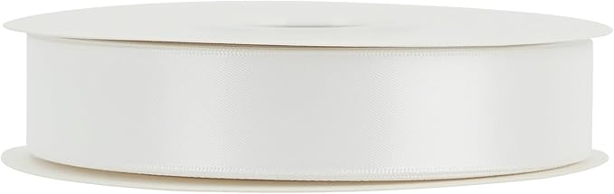 HUIHUANG White Satin Ribbon 1 inch x 50 Yards Double-Faced Polyester Silk Satin Ribbon for Gift Wrapping, Invitations, Hair, Bows Making, Holiday Decor, Flower Bouquet