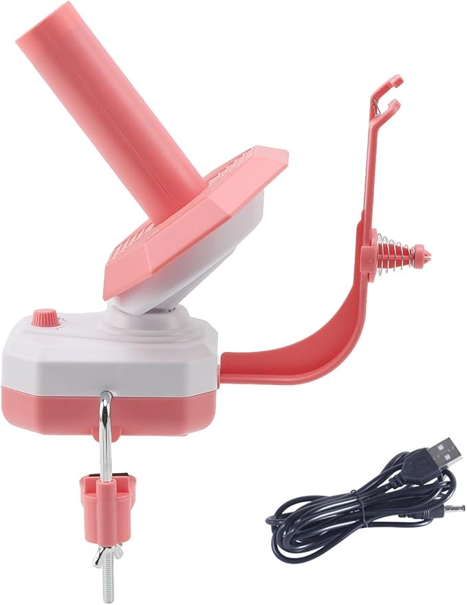 Zjyufy Yarn Winder Electric Yarn Ball Winder for Crocheting, 10oz Large Automatic Yarn Spinner Yarn Cake Winder with Stepless Speed Strong Tension, Pink