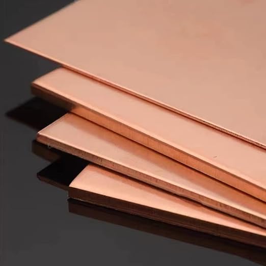 4 Pcs 99.9% Pure Copper Sheet, 10" x 2.5", 20 Gauge(0.8mm) Thickness, Double Sided Film Attached Copper Sheets Metal Plates for Crafting, Modelers, Jewelry, Repairs, Electrical