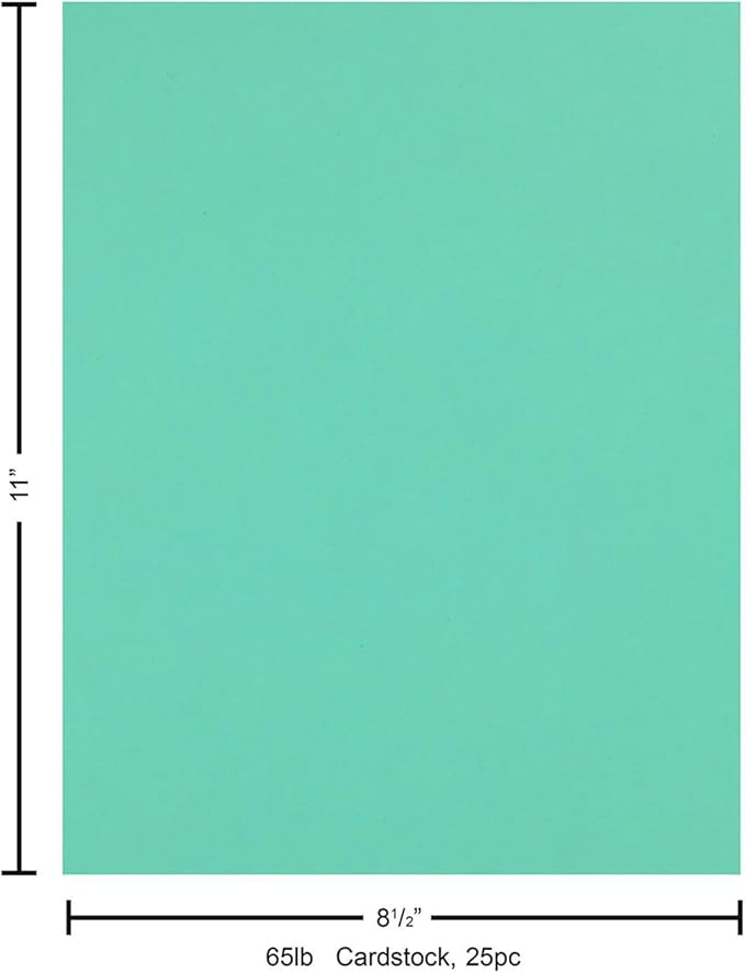PA Paper Accents Stash Builder Cardstock 8.5" x 11" Aquarium, 65lb colored cardstock paper for card making, scrapbooking, printing, quilling and crafts, 25 piece pack