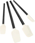 Silicone Spatula Set, Food Grade Rubber Spatula-4 Piece Nonstick Rubber Spatulas, Spoonula, Jar Scraper for Cooking, Baking, Mixing, Frosting - Heat Resistant Up to 600°F (Spatulas-Black)