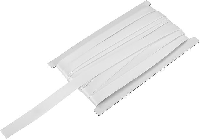 MECCANIXITY Double Fold Bias Tape for Sewing 5/8 Inch x 12 Yards Satin Pre-fold Continuous Binding Tape for Seaming Quilting Hemming Binding DIY Crafts, White
