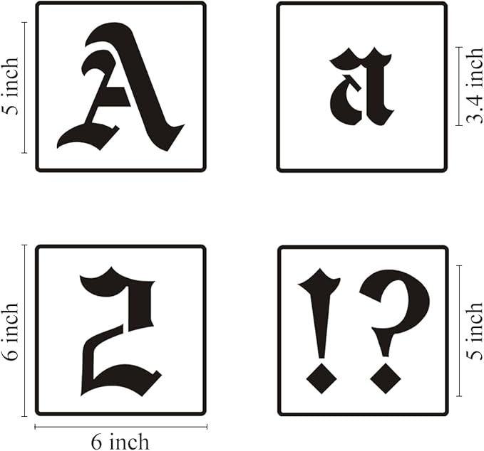 5 Inch Alphabet Letter Stencils for Painting - 70 Pack Old English Letter Stencil Templates with Numbers and Signs for Painting on Wood, Reusable Letters Stencils for Chalkboard Wood Signs & Wall Art