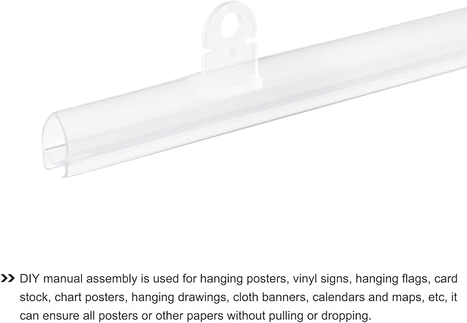MECCANIXITY PVC Poster Hanger Rail Poster Strip Bar 150cm/59inch Clear with Clips for Poster, Map, 4 Set