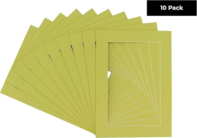 5x7 Mat for 8.5x11 Frame - Precut Mat Board Acid-Free Pistachio Green 5x7 Photo Matte For a 8.5x11 Picture Frame, Premium Matboard for Family Photos, Show Kits, Art, Picture Framing, Pack of 10 Mats