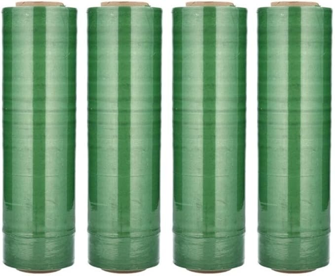 PSBM Green Stretch Wrap, 15 Inch x 1476 Feet, 8 Pack, Tinted Pre-Stretched Shrink Wrap Film for Moving, Packaging, Pallet Wrapping