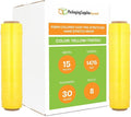 PSBM Yellow Stretch Wrap, 15 Inch x 1476 Feet, 8 Pack, Tinted Pre-Stretched Shrink Wrap Film for Moving, Packaging, Pallet Wrapping