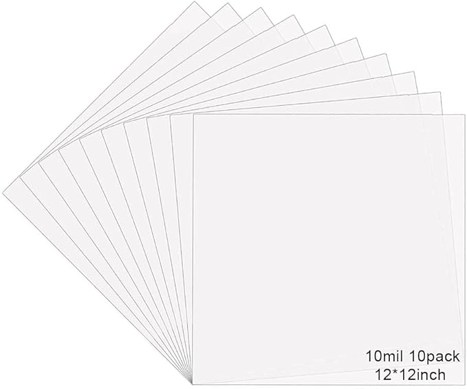 10 Sheets 10 mil Mylar Sheet, 12 x 12 inch Milky Translucent Plastic Blank Stencils, Reusable Stencil Template Material, Make Your Own Stencil