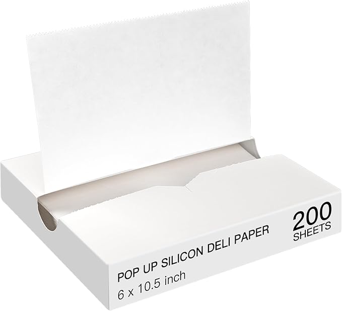Precut POP UP Deli Paper Sheet Pack of 200, Interfolded Heavy Paper for Food Wrap and Serving (6" x 10-1/2", White）