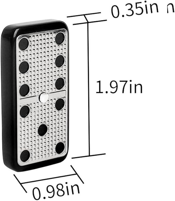 Bucher&Rossini Metal Surface Dominoes Set Double 6 - Classic Black Domino's Game Set with Silver Metal Surface for Adults and Kids Ideal Gift for Domino Players or Family Game Night