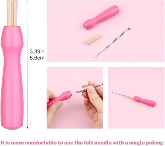 Mayboos Needle Felting Kit,Needle Felting Pad,Needle Felting Tool with 6"x6"Needle Felting Mat,Felting Needles for Wool,Leather Finger Guards,Good for Any Felting