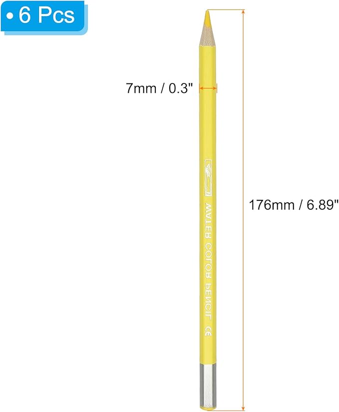 PATIKIL Watercolor Pencil, 6Pcs Water Soluble Pencils for Blending, Coloring, Sketch Drawing, Painting, Lemon Yellow