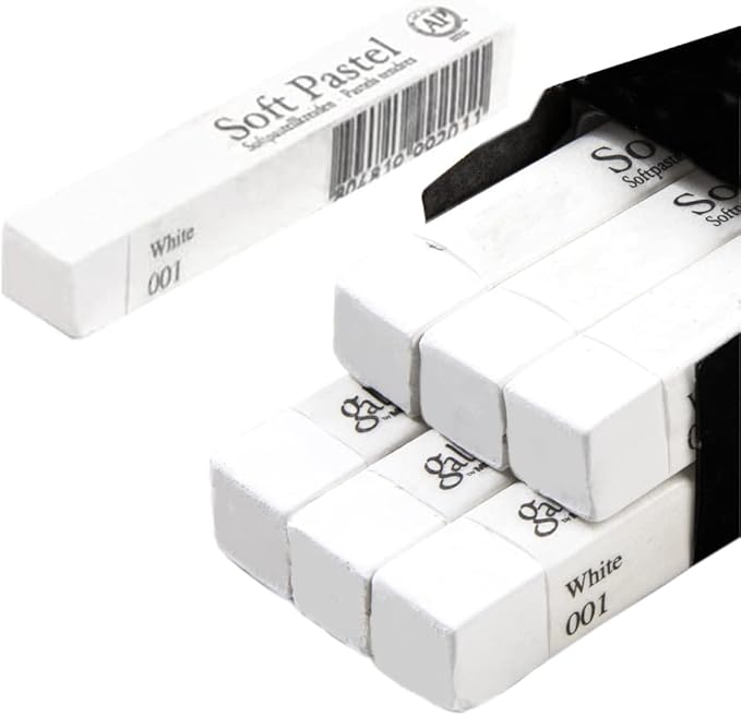 6pcs Square White Soft Pastel Set, Professional Artist's Sketching Chalk Pastels Sticks Oil Painting Kit Art Crayons Non Toxic Individual Color Drawing Soft Pastels for Artist,Beginner