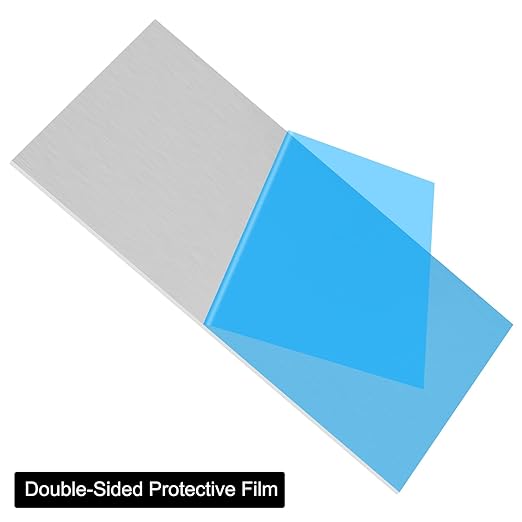 6061 T651 Aluminum Sheet Metal 6 x 12 x 1/8 (0.125”) Inch Plain Thin Aluminum Plate Covered with Protective Film, Heat Treatable Rectangle 3MM Aluminum Metal Plate for Industrial, Crafting
