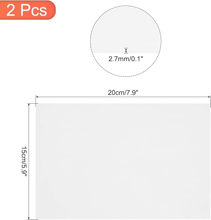 MECCANIXITY 2 Pcs Stained Glass Sheet Mosaic Tile 7.9 Inch x 5.9 Inch White Stained Glass Sheets for Crafts DIY Art Project