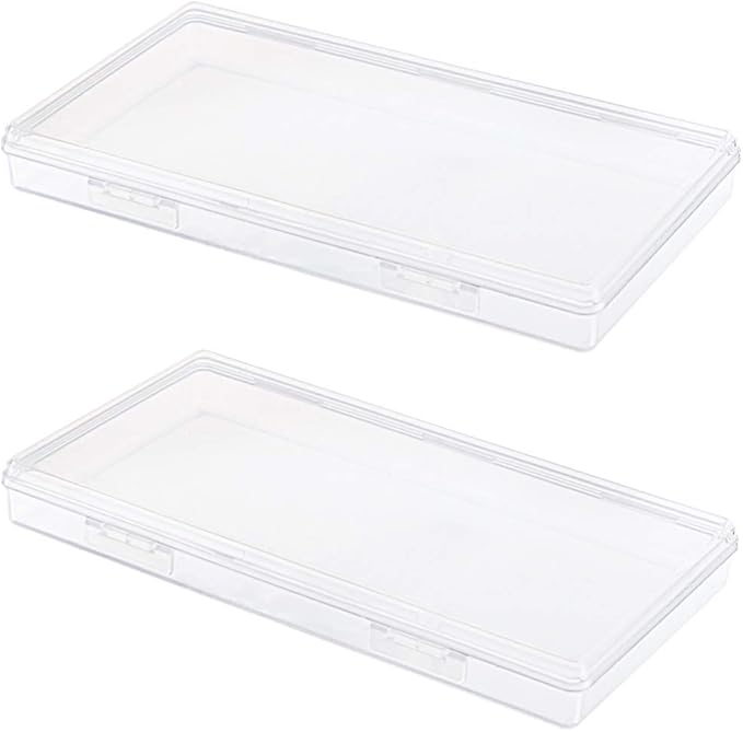 DUOFIRE Small Plastic Box Organizer Box Small Plastic Storage containers Small Plastic case for Storage Pencils and Art Supply Storage Organizer Rectangle(7.7 x 4.1 x 0.9inch) 2 Pack