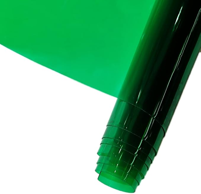 HYANG ForestGreen Transparent PVC Super Clear Holographic Vinyl Faux Leather Sheets 1 Roll 12" x 47" (30cm x 120cm) for DIY Bows Earrings Bags DIY Crafts Making