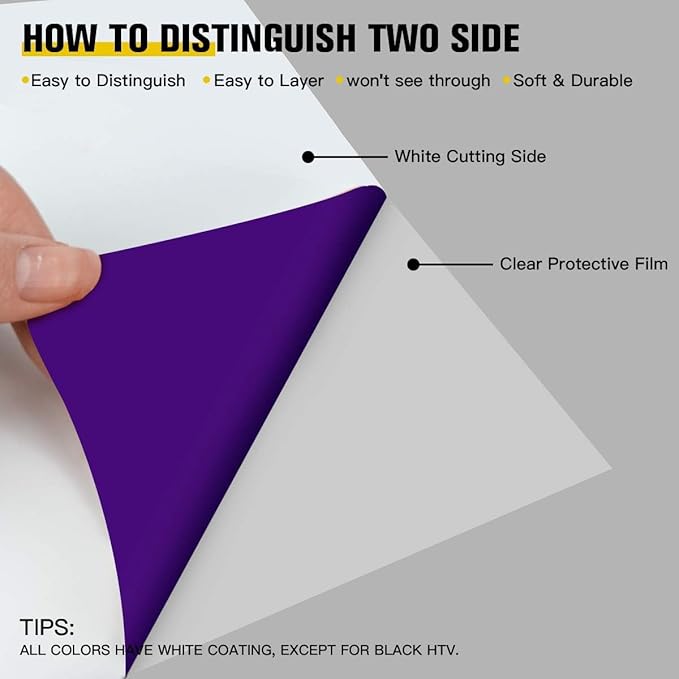 JANDJPACKAGING Purple Heat Transfer Vinyl HTV for T-Shirts 12 x 10 Inches 10 Pack Purple Iron on Vinyl
