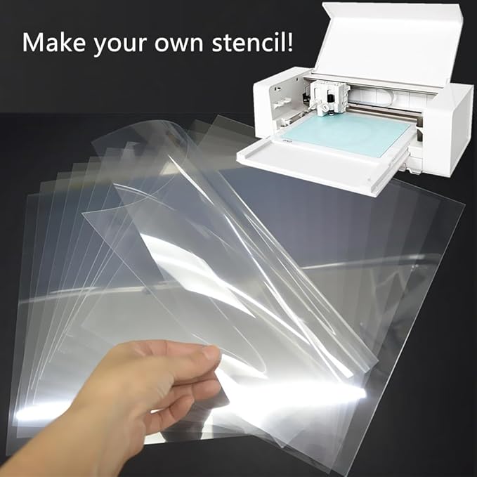 12-Pack 5 mil 12-Inch-by-12-Inch Blank Stencil Sheet for Cricut Vinyl, Silhouette, Transparent PET Acetate Mylar Craft Template Material