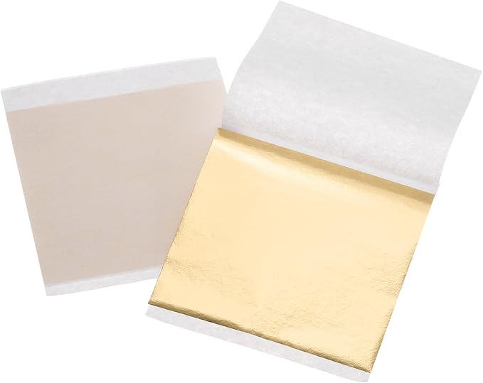 uxcell 100pcs Leaf Sheets, 3.5" x 3.5" Foil Sheets Paper Sheets for DIY Crafts Painting Nails Resin Furniture Decoration(Light Orange)