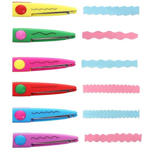 Scrapbook Paper Punch and Decorative Scissors, Qtopun 6 Pcs Creative Scissors and 12 Pcs Craft Punch Wave Lace Edge Cutters Paper Hole Punchers for Crafts, DIY Photo, Set of 18