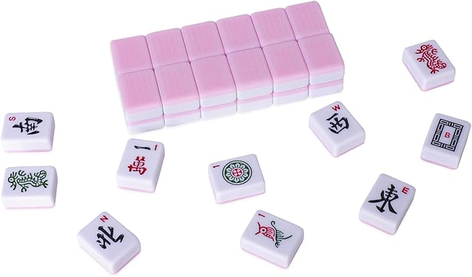 American Mahjong Tile Set with 166 Pink Back Tiles (1.2”, Tiles Only), Mahjong Game Set